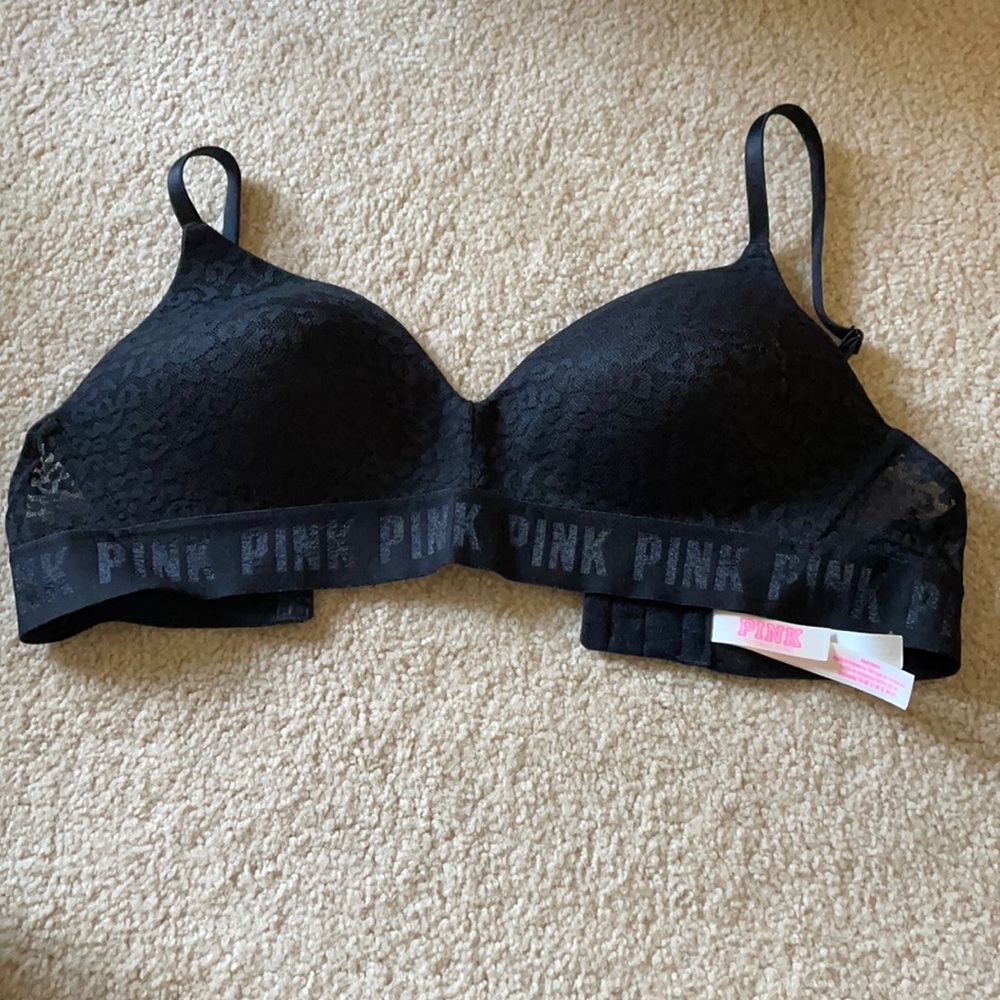 PINK Black Wireless Lightly Lined Bra 36B